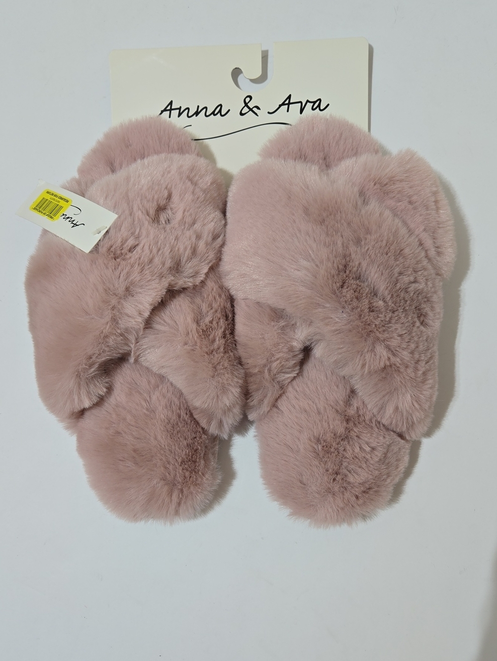 Anna & Ava Plush Crisscross Faux-Fur Slides